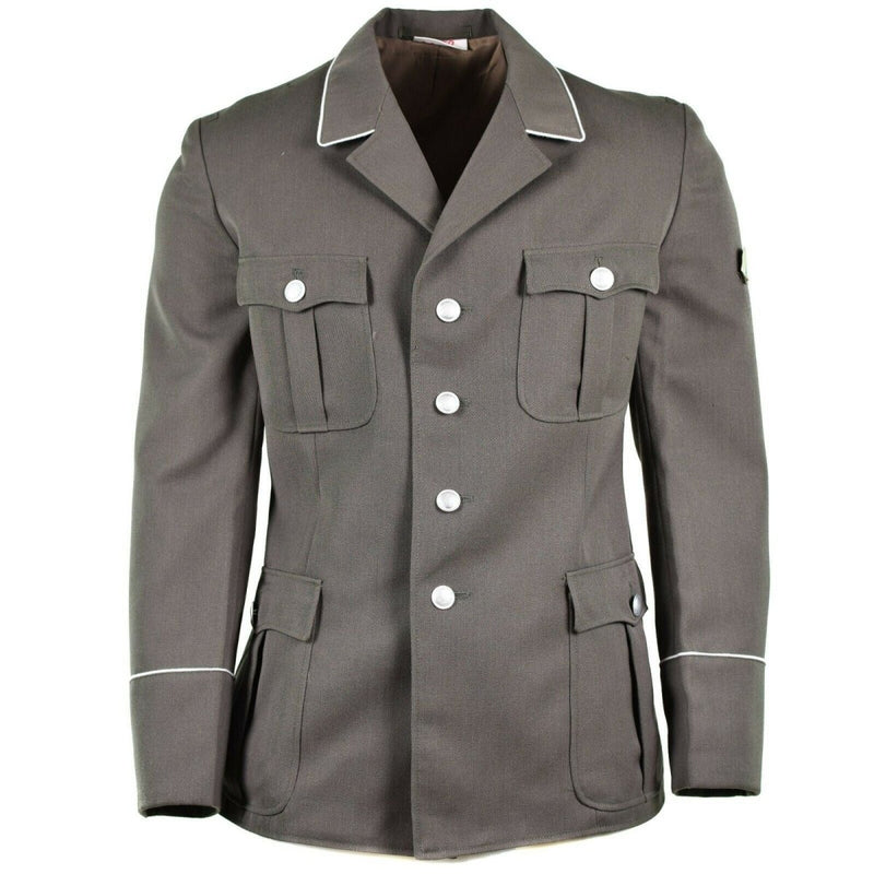 Original German NVA Army Dress Jacket Officier Formal Uniform Grey Military chest side and inside pockets silver toned button