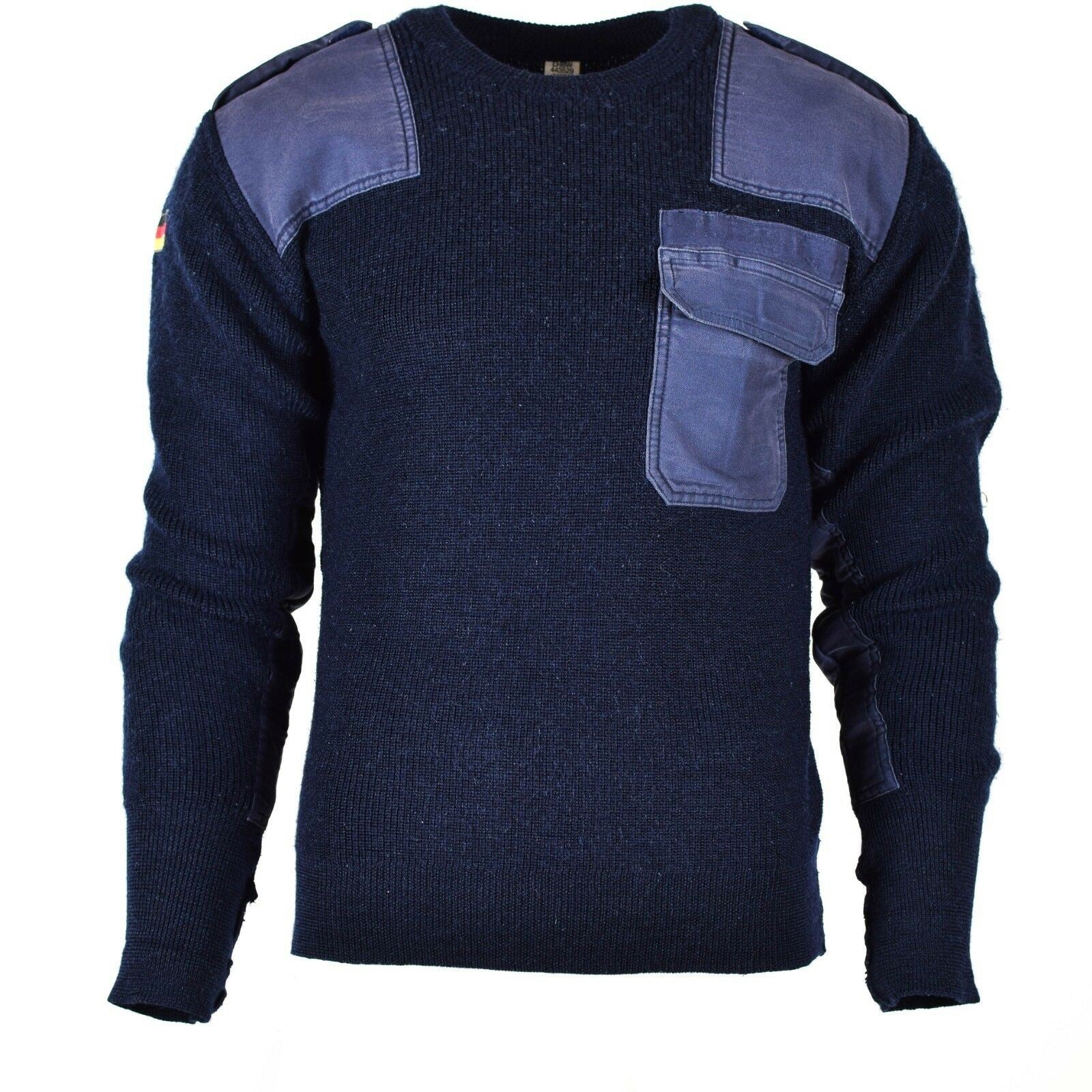 Original German Army Pullover Commando Jumper Blue Navy Sweater Wool Military Medium (50)
