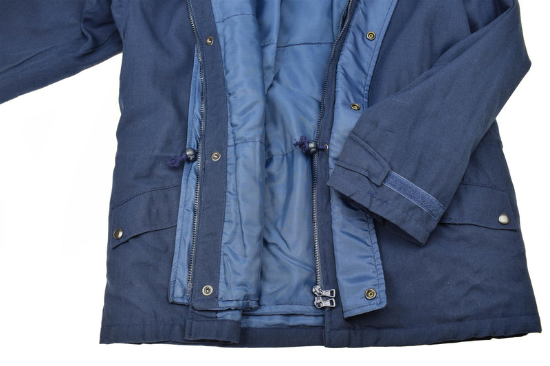 Original Italian Trilaminated Navy Parka Jacket Hooded Vintage Waterproof adjustable waist with cord stopped