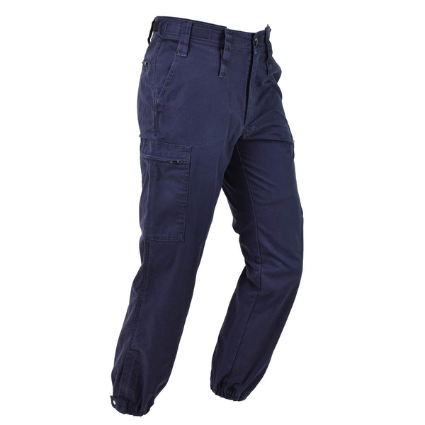 Original Dutch army work pants uniform workwear adjustable trousers zip fly Blue