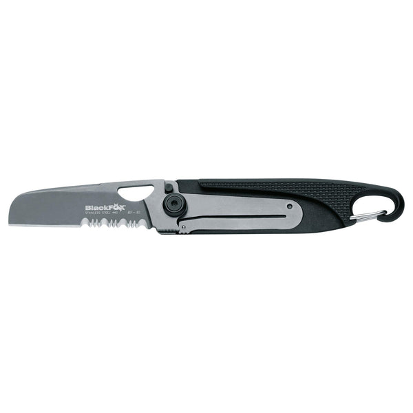 Fox Knives BF-81 Folding Knife Carabiner Partially Serrated AISI 440A Blade