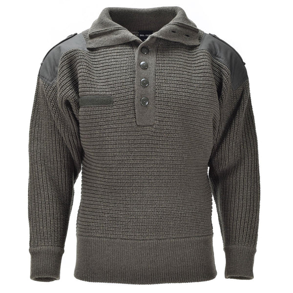 Mil-Tec Brand Sweater Austrian Army style Alpine Pullover Knit Men Olive OD Wool