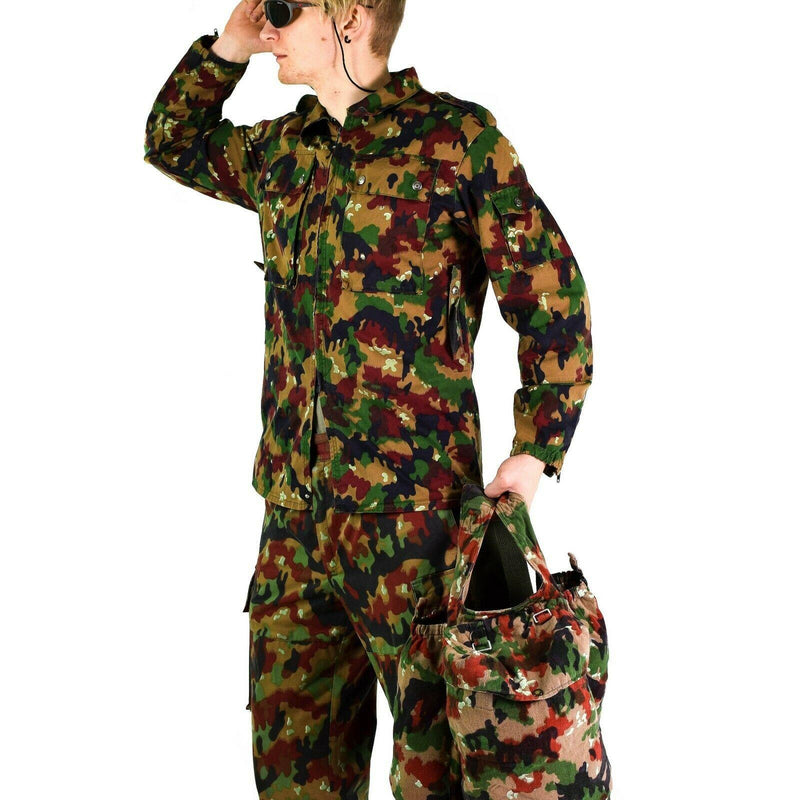 Original Swiss army jacket M83 combat field Alpenflage Camo shirt zipped NEW