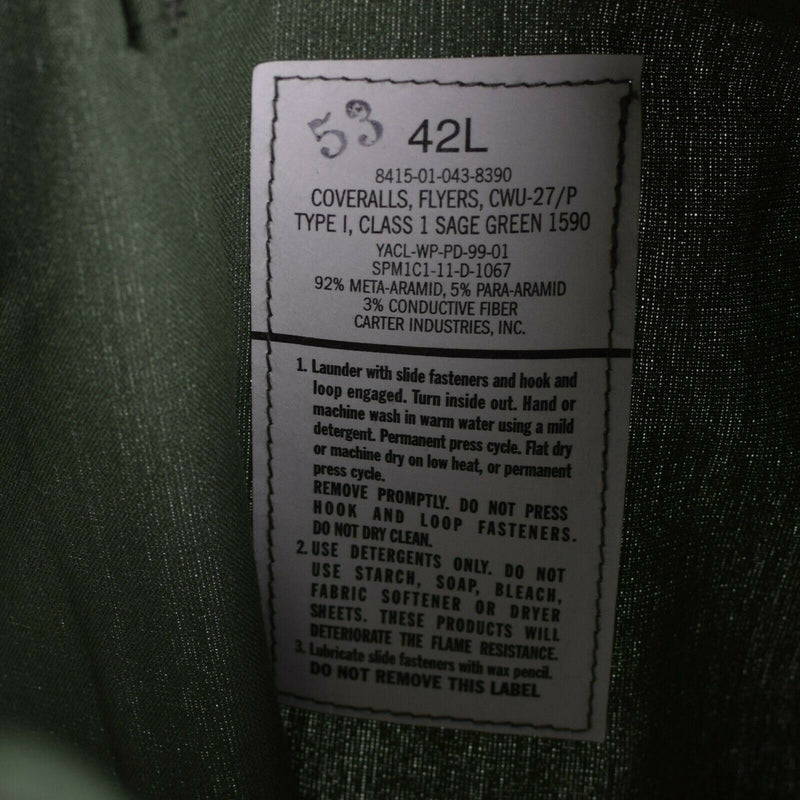 Genuine U.S. army Coverall USAF CWU-27/P Flight Suit  Green nomex fire resist