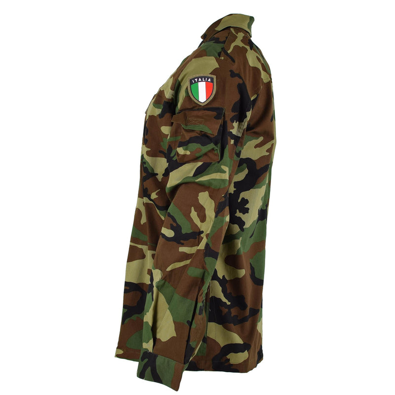 Original Italy military combat jacket lightweight woodland camo army surplus buttoned cuffs