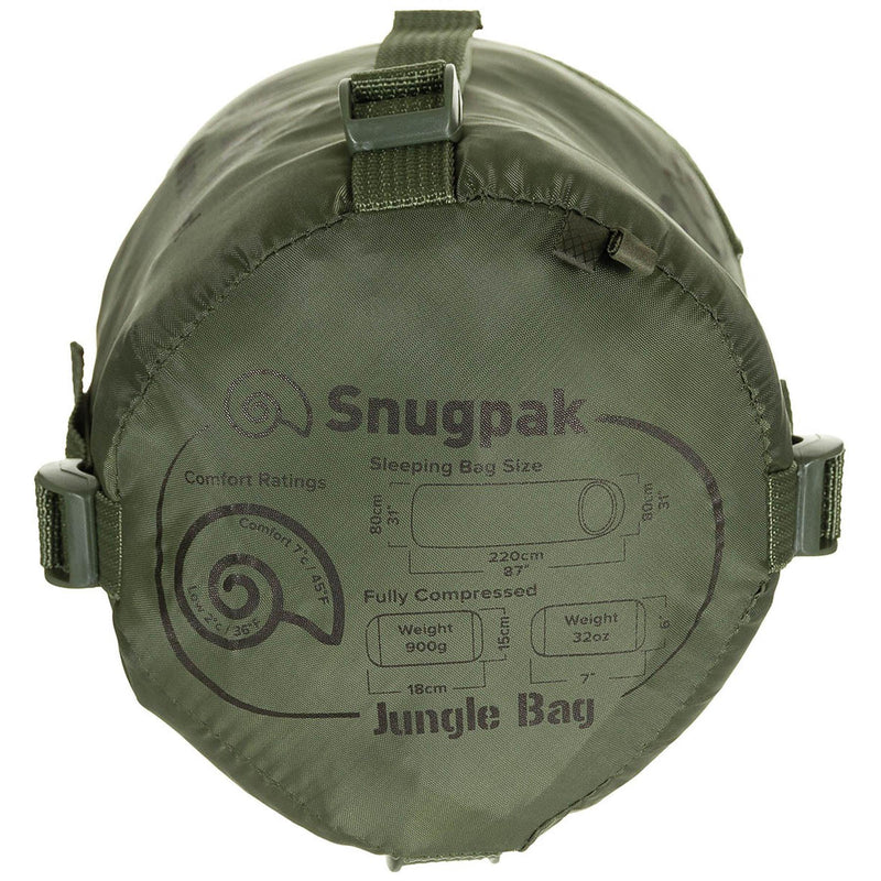 Snugpak Sleeping Bag 220cm Integrated Mosquito Net Compression Bag Olive