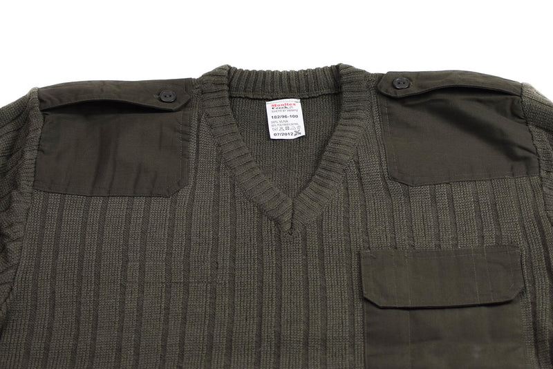 Original Czech army Sweater Jumper Olive Drab Wool V-neck military surplus NEW