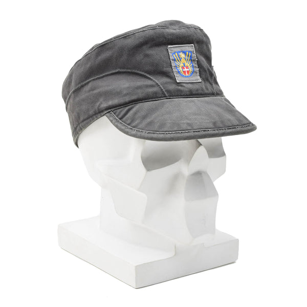 Original Danish army visor cap lightweight foldable earflaps vintage hat gray