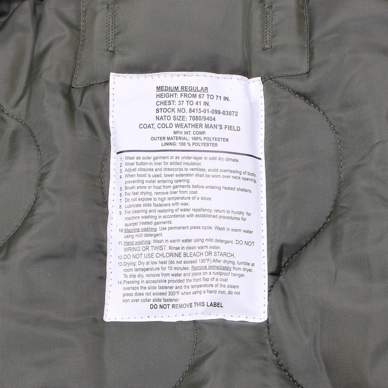 MFH Brand U.S. Army style field jacket M65 smock jacket quilted lining parka NEW