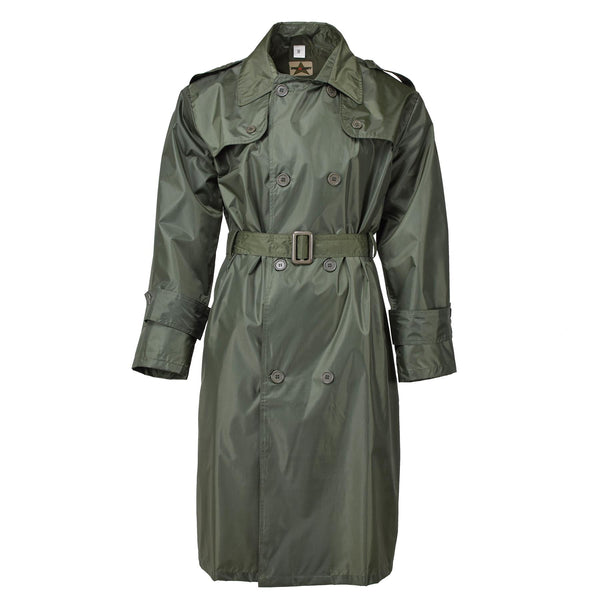 Original French military olive long rain coat all seasons waterproof belted NEW