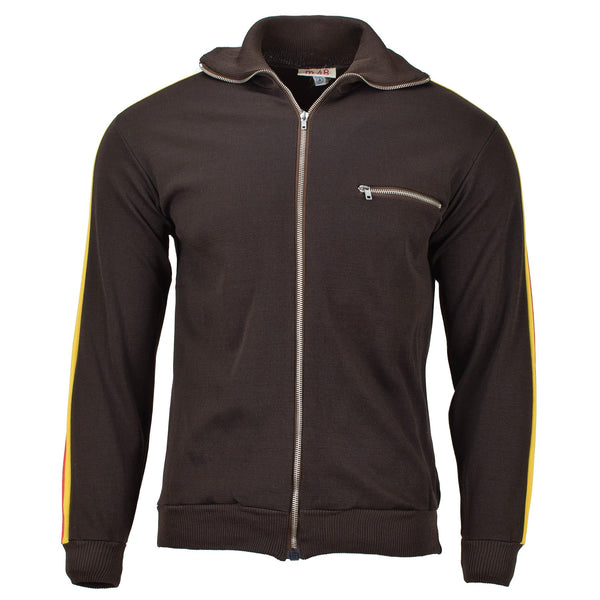 Original German army NVA sports jacket brown zipped train tracksuit activewear