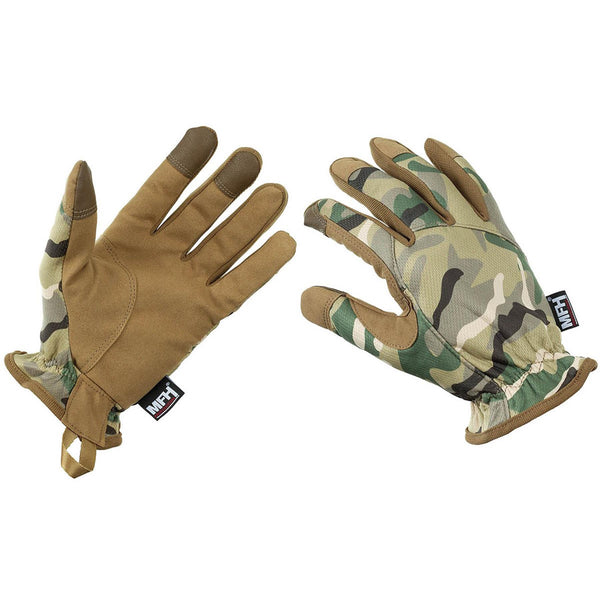 MFH Brand army operation camo gloves tactical combat lightweight tight fit NEW