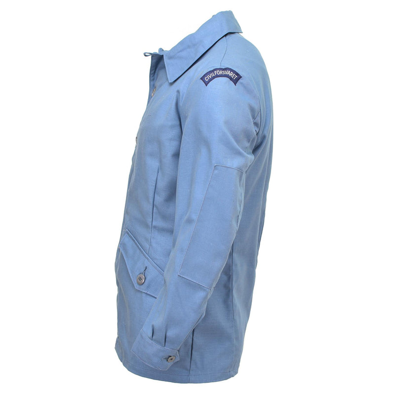 Original Swedish Civil Defense Uniform Jacket denim light blue vintage NEW