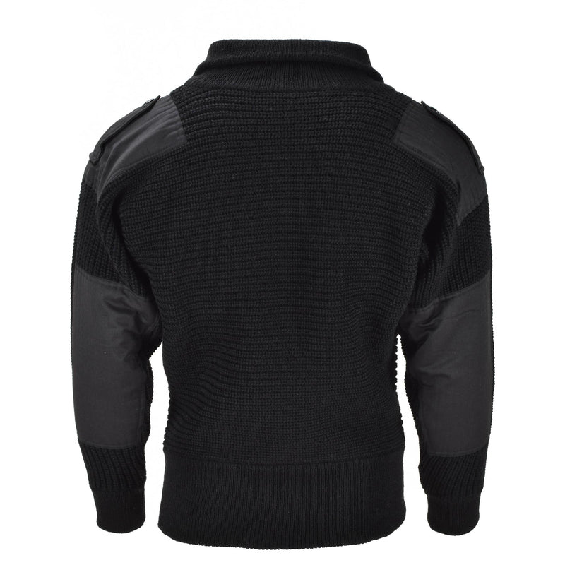 Mil-Tec Brand Sweater Austrian Army style Alpine Pullover Knit Men Black Wool