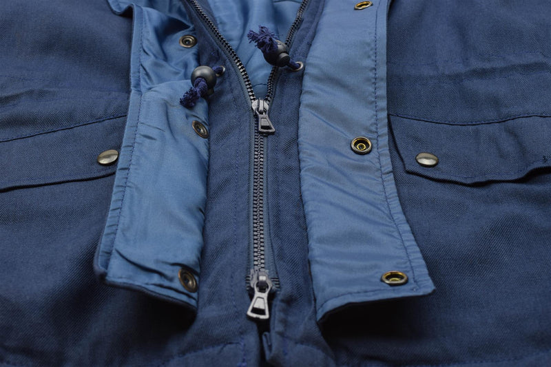 Original Italian Trilaminated Navy Parka Jacket Hooded Vintage Waterproof jacket has removable liner