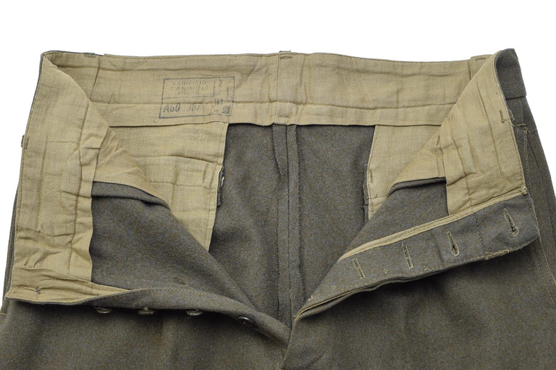 Original Italian army wool uniform olive pants dress formal vintage trousers