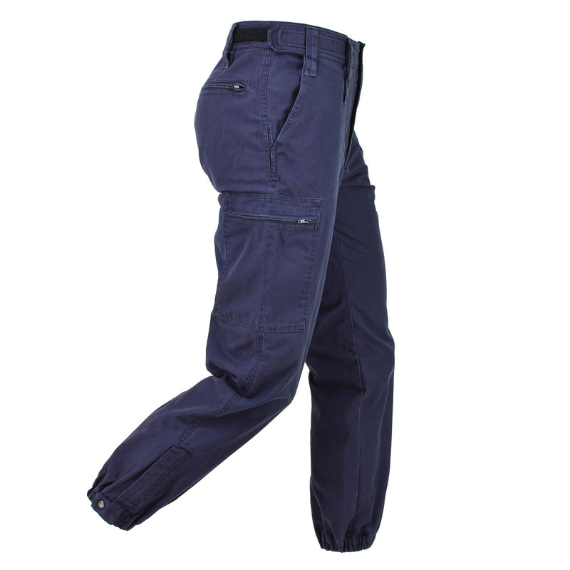 Original Dutch army work pants uniform workwear adjustable trousers zip fly Blue
