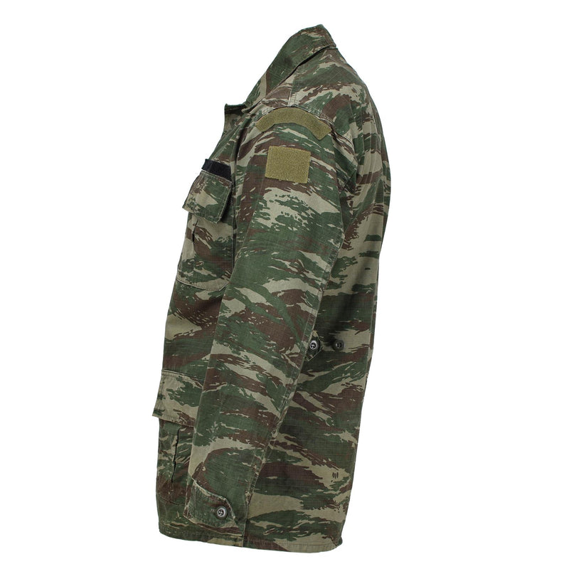 side of greek military jacket with velcro attachments