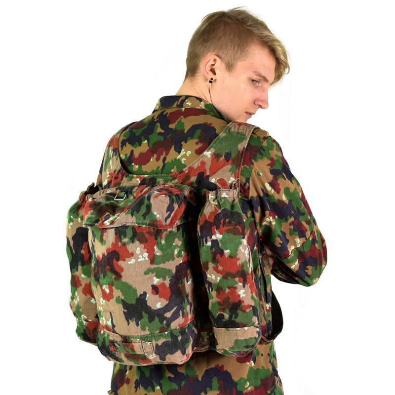Genuine Swiss army backpack Switzerland Alpen Camo sniper rucksack w suspenders