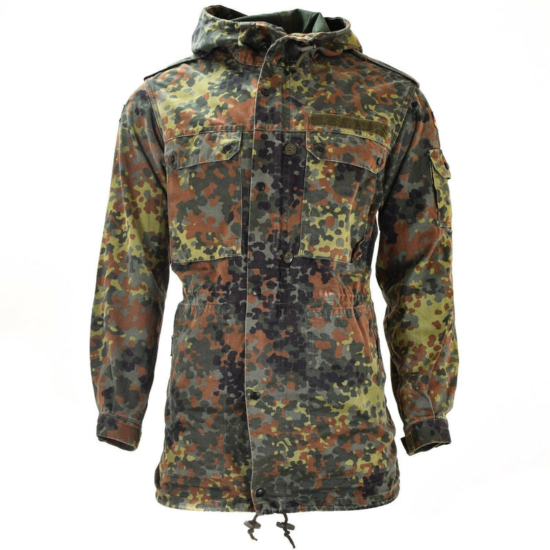 Original German army field jacket parka military issue hooded Flecktarn combat