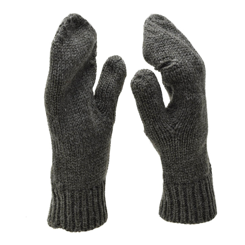 Genuine Swiss army gray wool gloves warmer snow cold weather breathable mittens