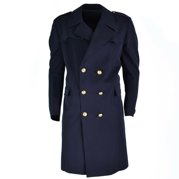 Genuine Italian army navy Coat black long officer Italy police wool rayon NEW