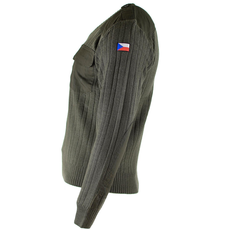 Original Czech army Sweater Jumper Olive Drab Wool V-neck military surplus NEW