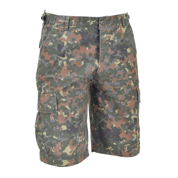 Mil-Tec Brand U.S. Military style prewashed flecktarn camo ripstop field shorts