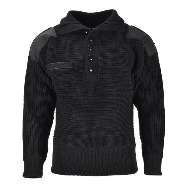 Mil-Tec Brand Sweater Austrian Army style Alpine Pullover Knit Men Black Wool