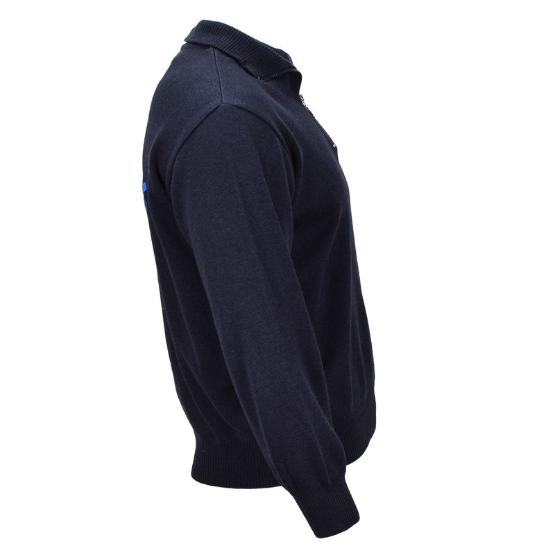 Original Italian army emergency service pullover blue wool bodywarmer sweater
