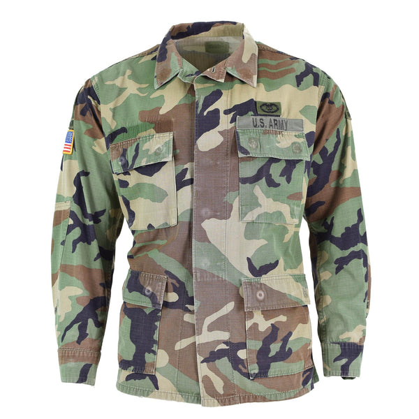 Original U.S. military jacket ripstop woodland camouflage BDU troops shirt