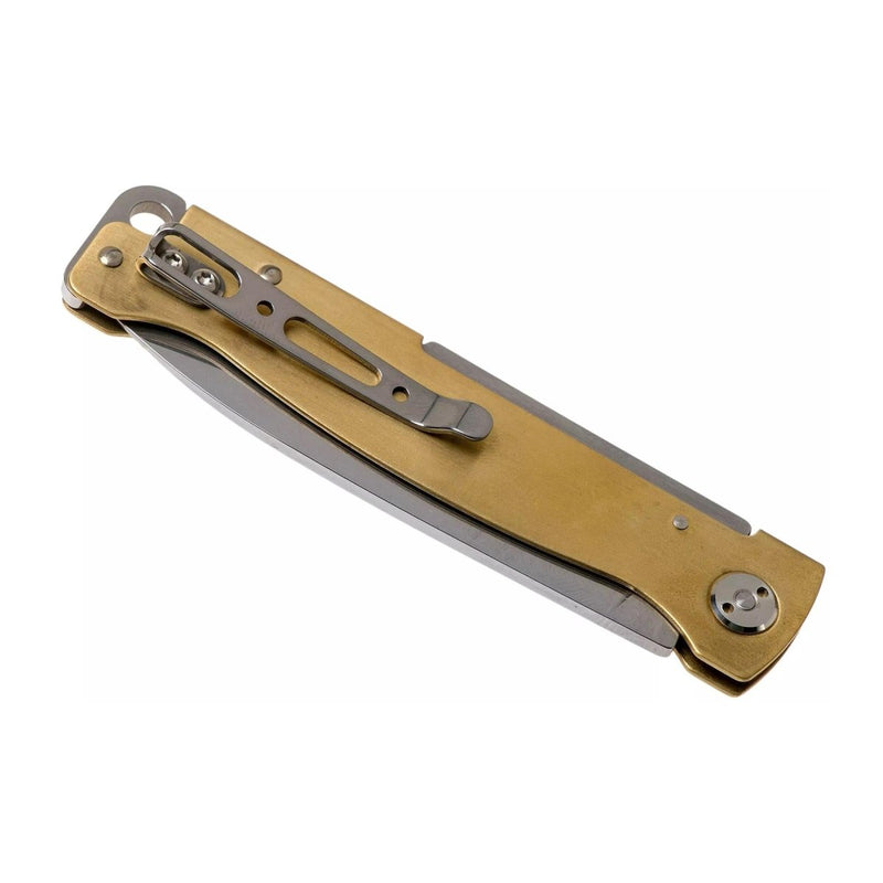 Boker Plus Atlas Slipjoint Pocket Knife Satin Finished Drop Point Brass Handle