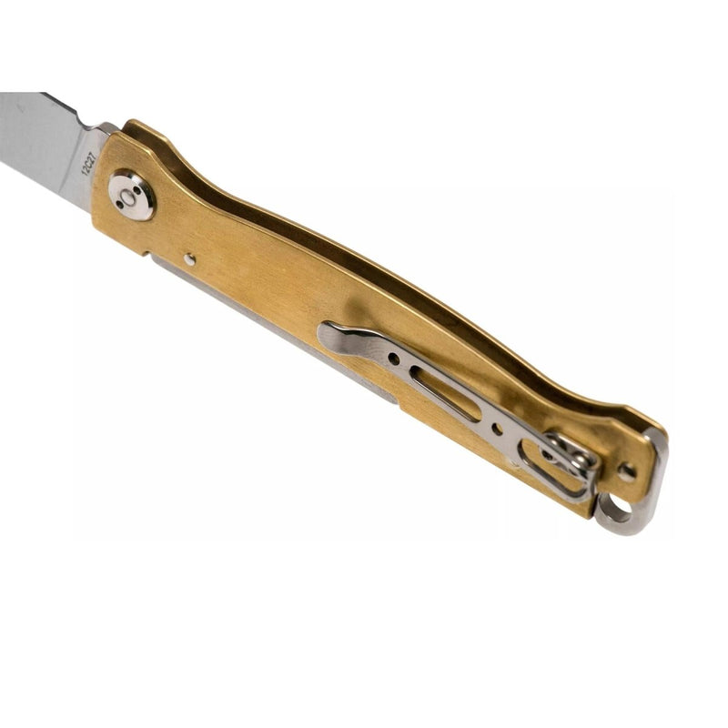 Boker Plus Atlas Slipjoint Pocket Knife Satin Finished Drop Point Brass Handle