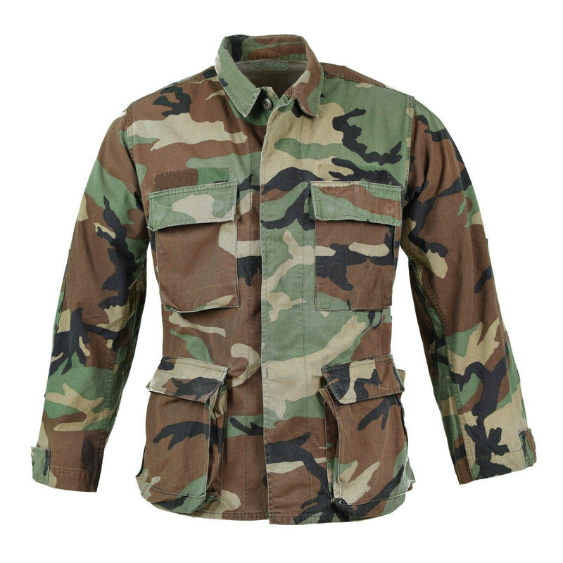 Original U.S. military jacket ripstop woodland camouflage BDU troops shirt