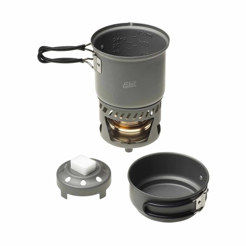 ESBIT Compact Cooking Set Solid Liquid Fuel Hard Anodized Aluminum 985ml Pot