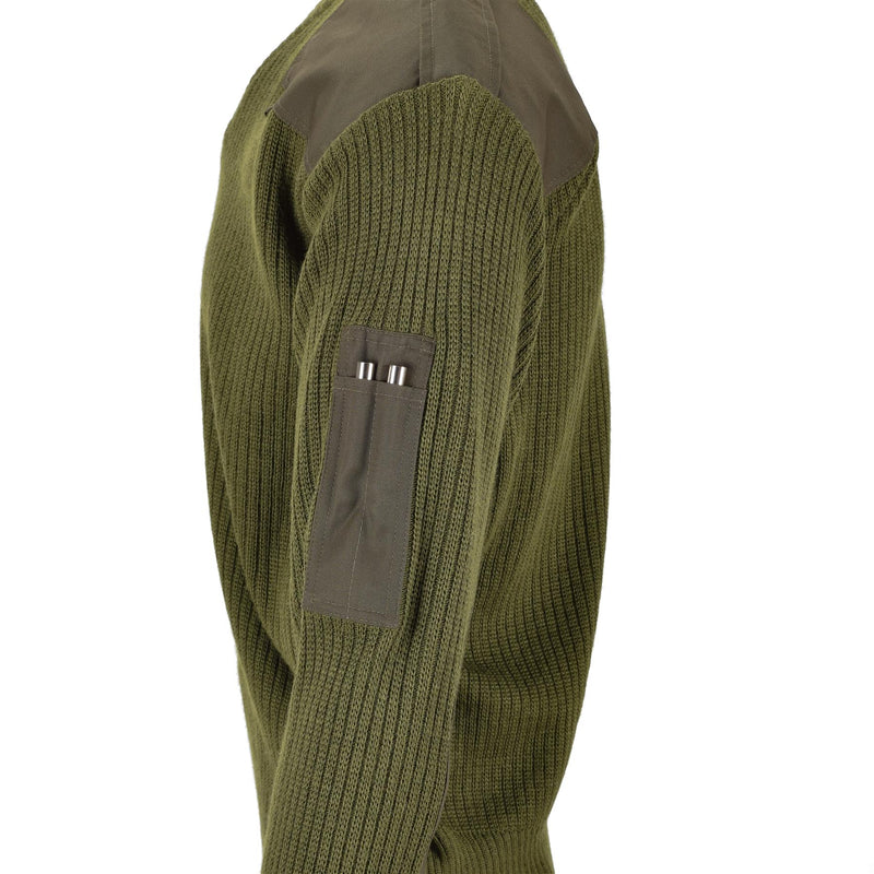 Original italian army pullover Commando Jumper green wool V-neck sweater NEW