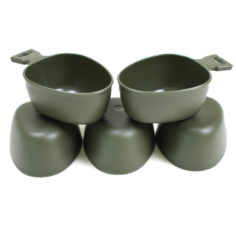 military quality plastic mugs lot in olive color