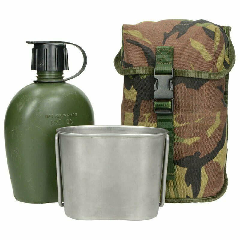 Genuine Dutch Army Canteen w pouch & stainless steel cup Lid cap DPM camo MOLLE