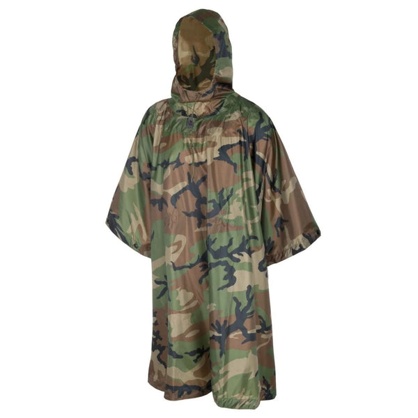 Helikon-Tex U.S. Army Model Poncho Waterproof Tactical Rain Gear Woodland Camo