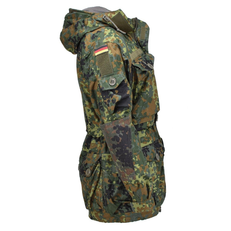 Leo Kohler military ripstop smock jacket flecktarn camouflage tactical cordura hooded sleeve pocket German flag