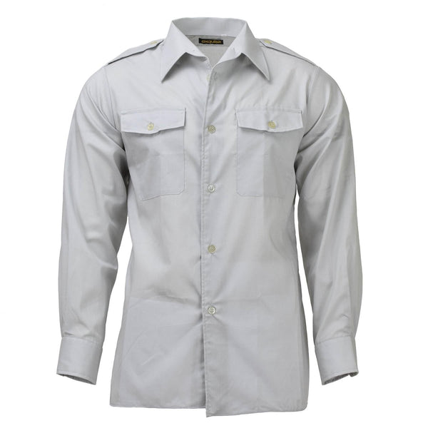 Original Austrian army classic shirts gray long sleeve lightweight uniform adjustable shoulder strap button fastening
