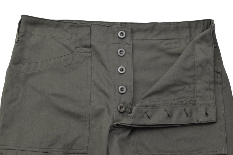 Original Austrian military anzug 75 cargo pants olive work service trousers slash pockets button closure