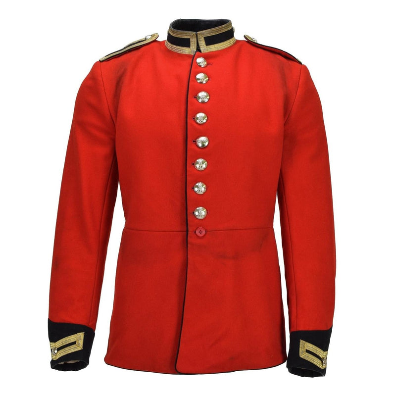 Original British Military Jacket Tunic Style Wool Solid Red Golden Buttons