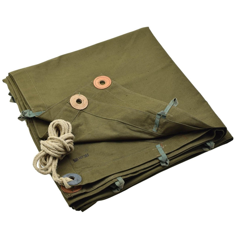 Original Czech army khaki poncho tent water-resistant vintage camping outside