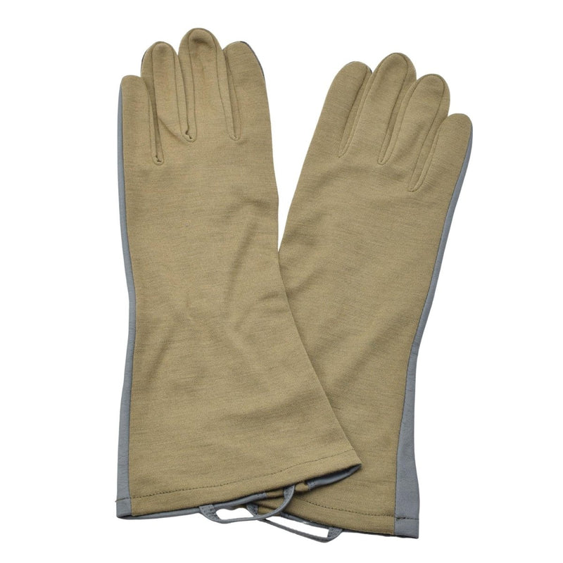 Original Dutch military olive gloves leather aramid warmer long gloves