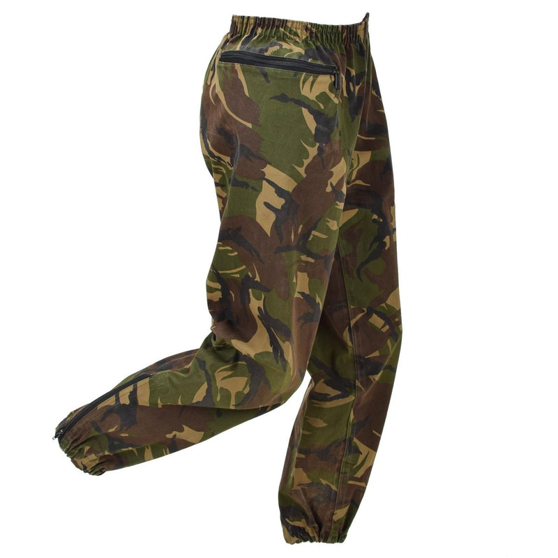 Original Dutch Military Waterproof Pants Elastic Waist DPM Woodland Camo