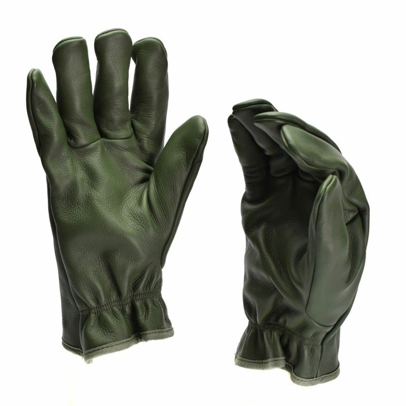 Original French Military Combat Leather Gloves Olive