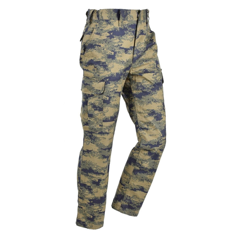 Original Turkish army blue digital camo tactical pants ripstop combat trousers reinforced knees and seat