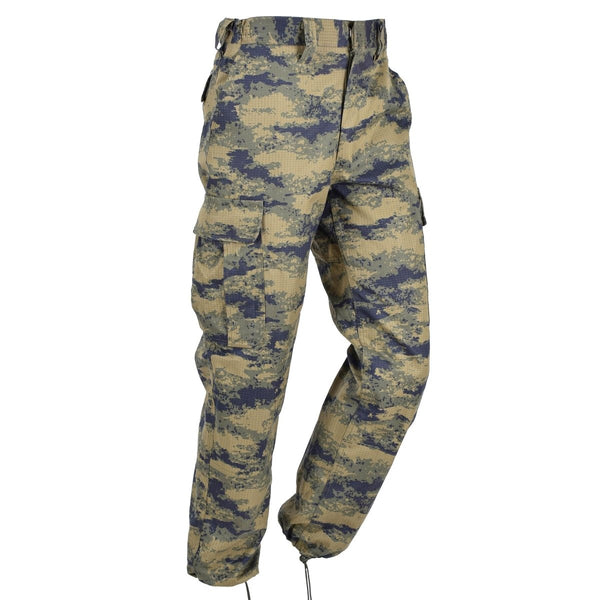 Original Turkish army blue digital camo tactical pants durable ripstop combat trousers elasticated waist