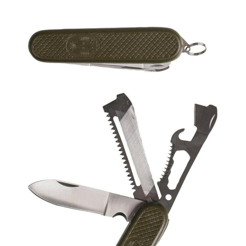 Spanish army style knife. Spain military foldable knife multitool OD olive